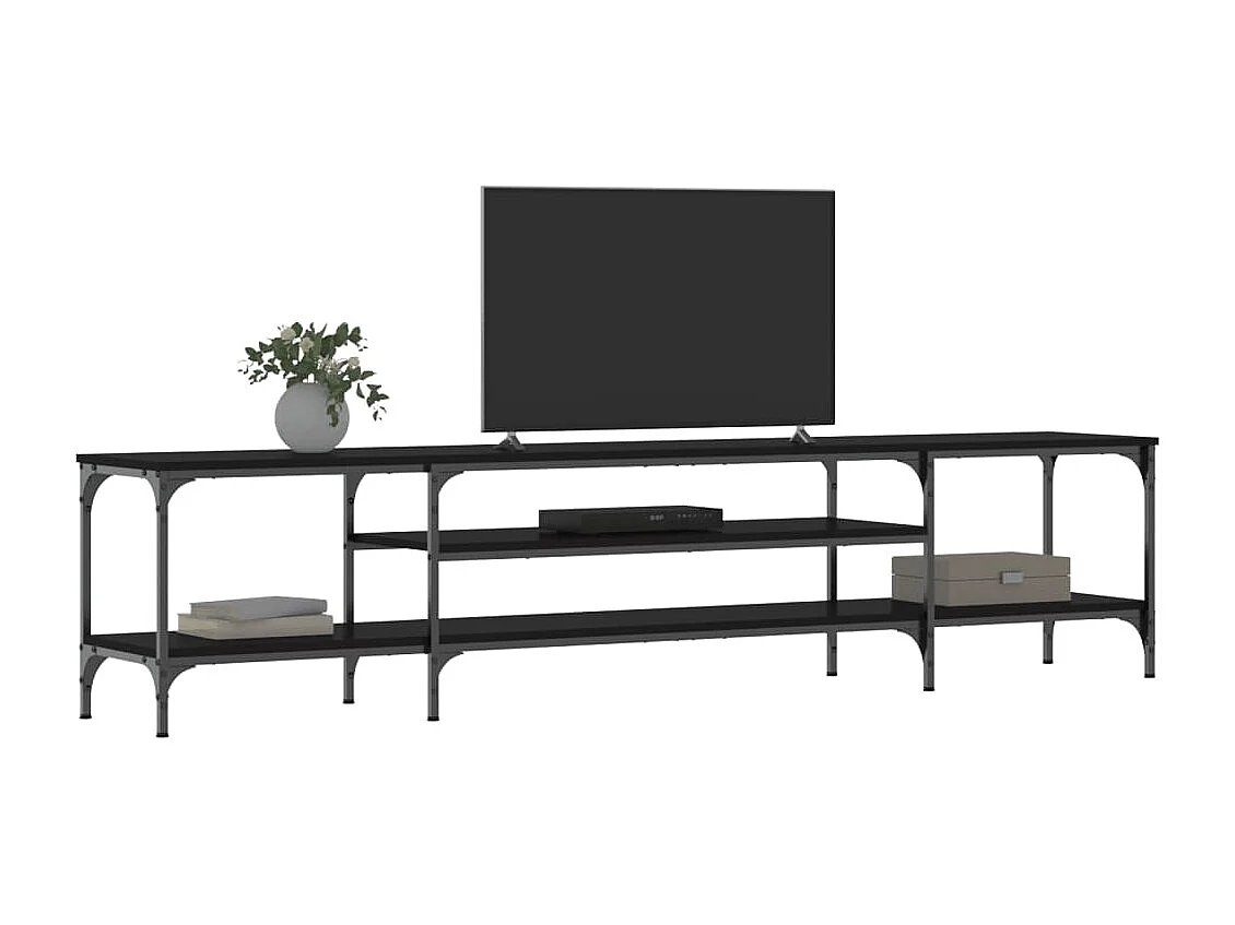 Zwart tv-meubel 201x35x45 cm samengesteld hout en ijzer