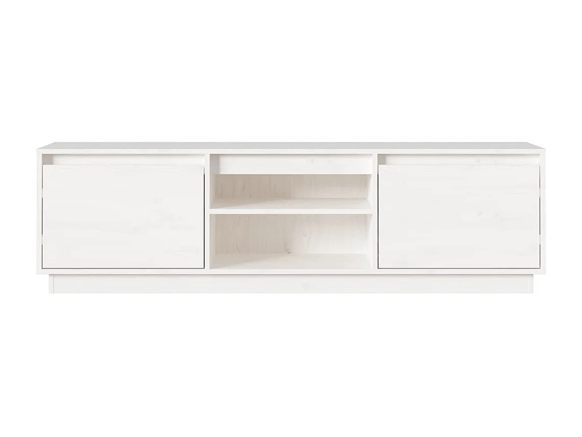 Meuble TV Blanc 140x35x40 cm Bois de pin massif
