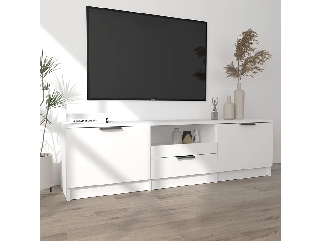 Mueble TV blanco 140x35x40 cm Madera contrachapada