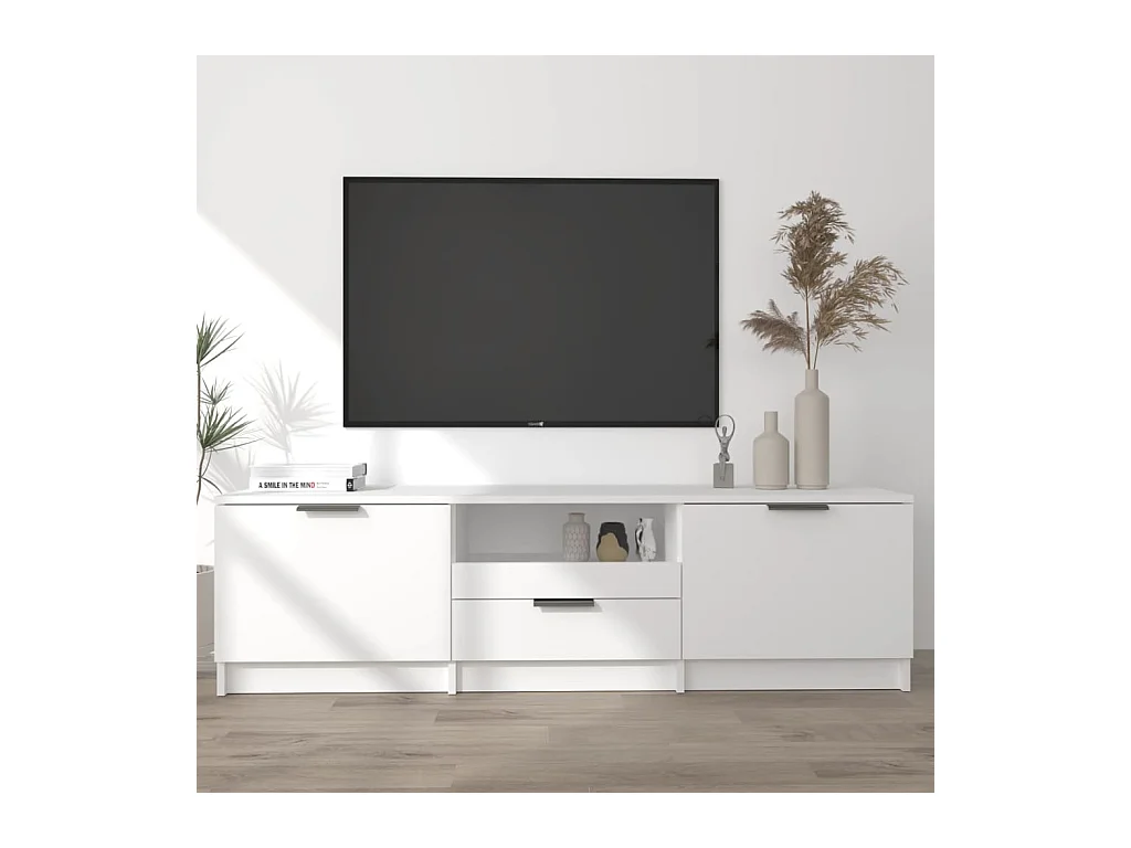Meuble TV Blanc 140x35x40 cm Bois d'ingénierie