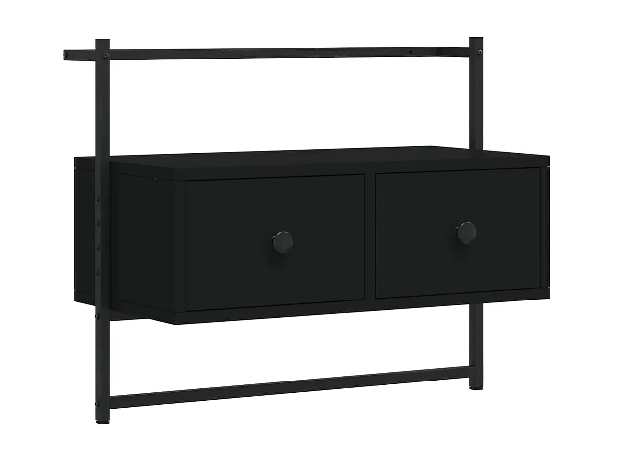 Mueble TV de pared negro de madera contrachapada 60,5x30x51 cm