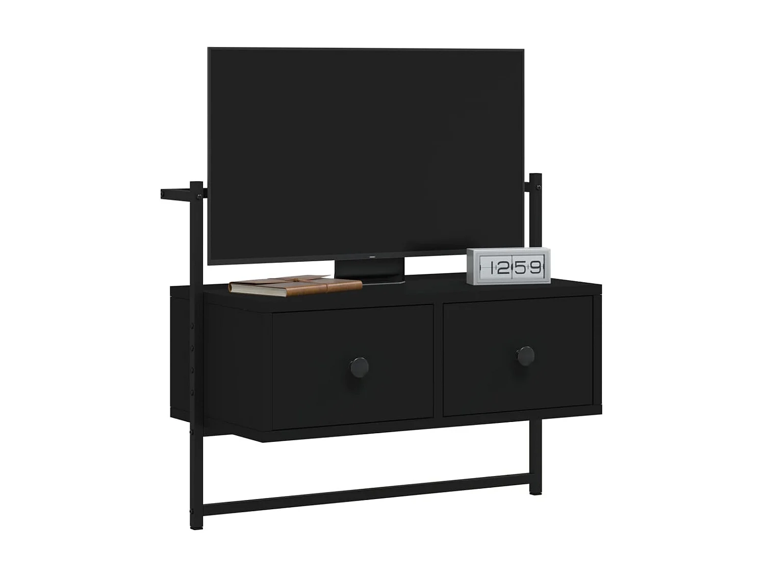 Mueble TV de pared negro de madera contrachapada 60,5x30x51 cm