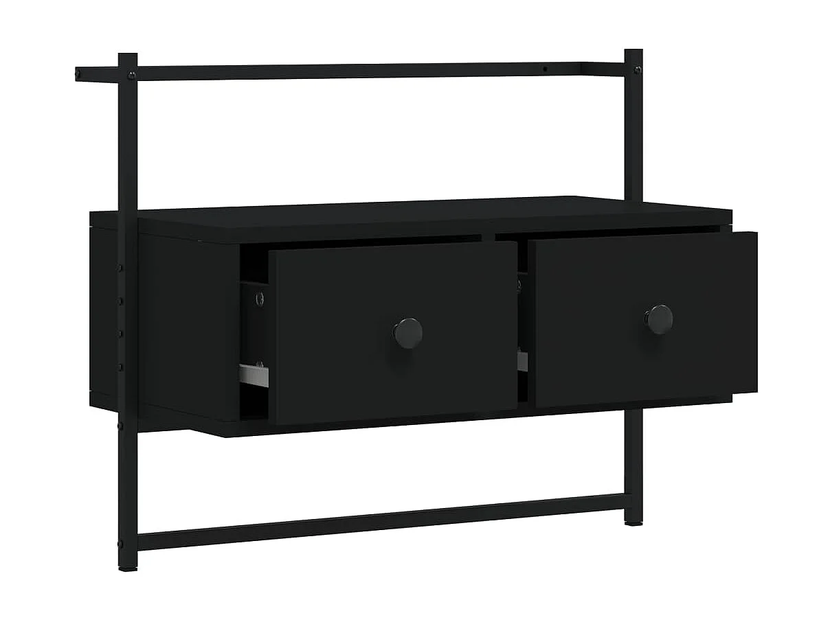 Zwart tv-meubel voor wandmontage 60,5x30x51 cm samengesteld hout