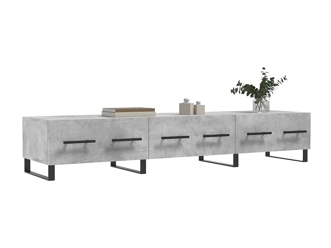 Meuble TV gris béton 150x36x30 cm bois d'ingénierie