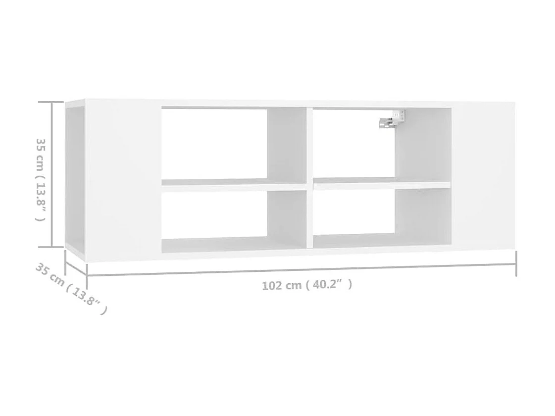 Meuble TV mural Blanc 102x35x35 cm Aggloméré