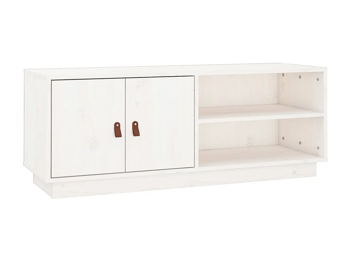 Meuble TV Blanc 105x34x40 cm Bois de pin massif
