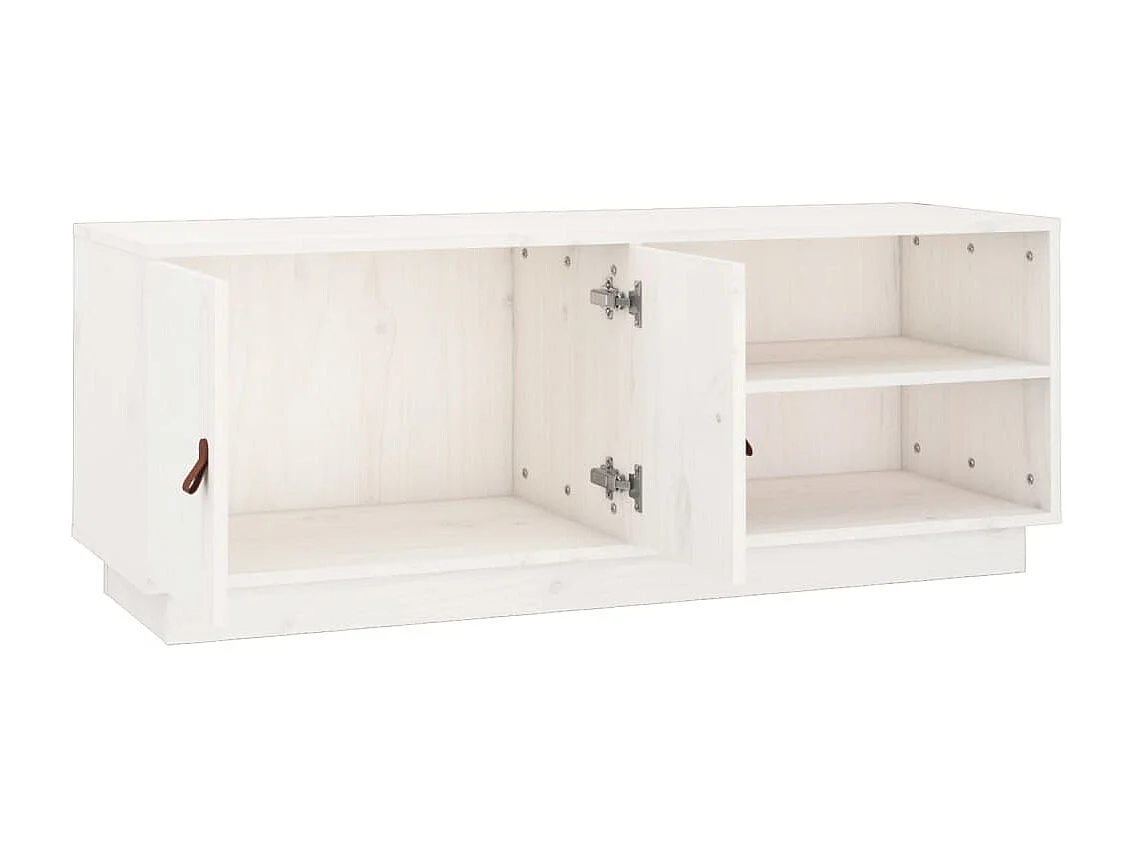 Meuble TV Blanc 105x34x40 cm Bois de pin massif