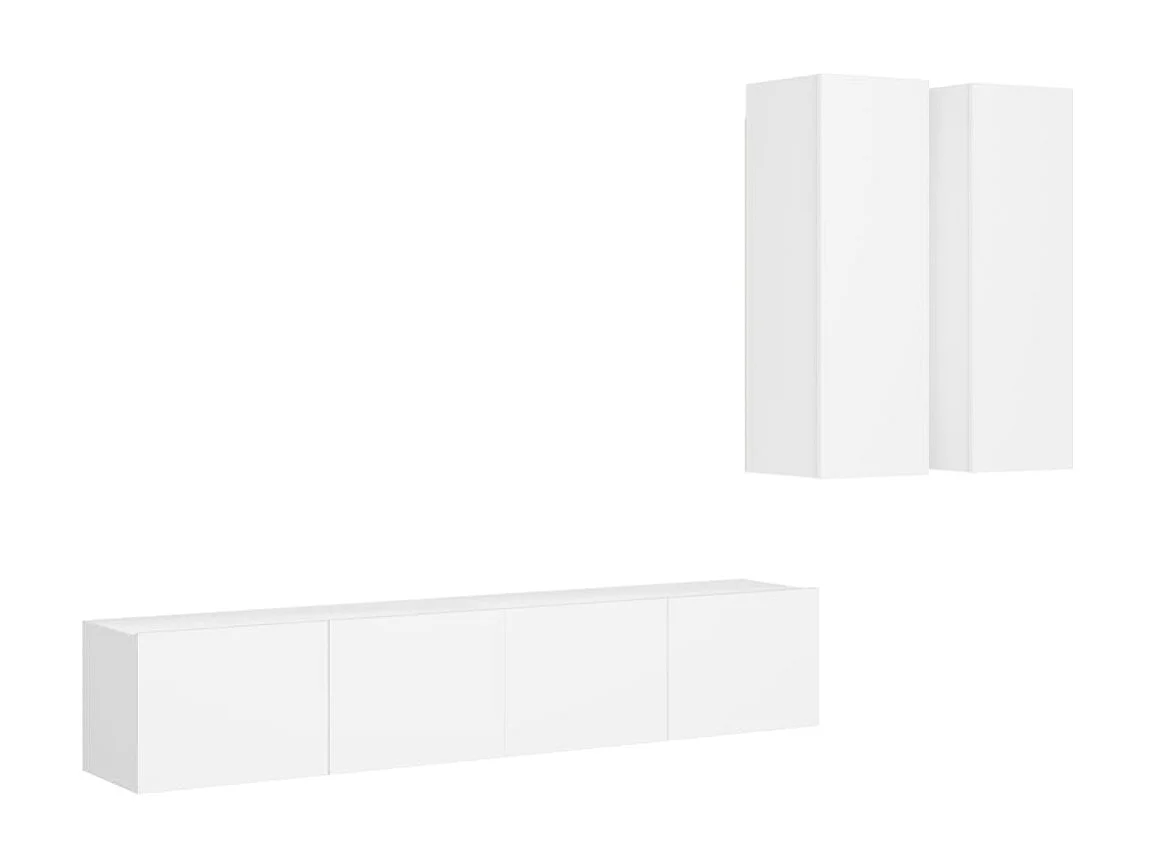 Ensemble de meubles TV 4 pcs Blanc Aggloméré