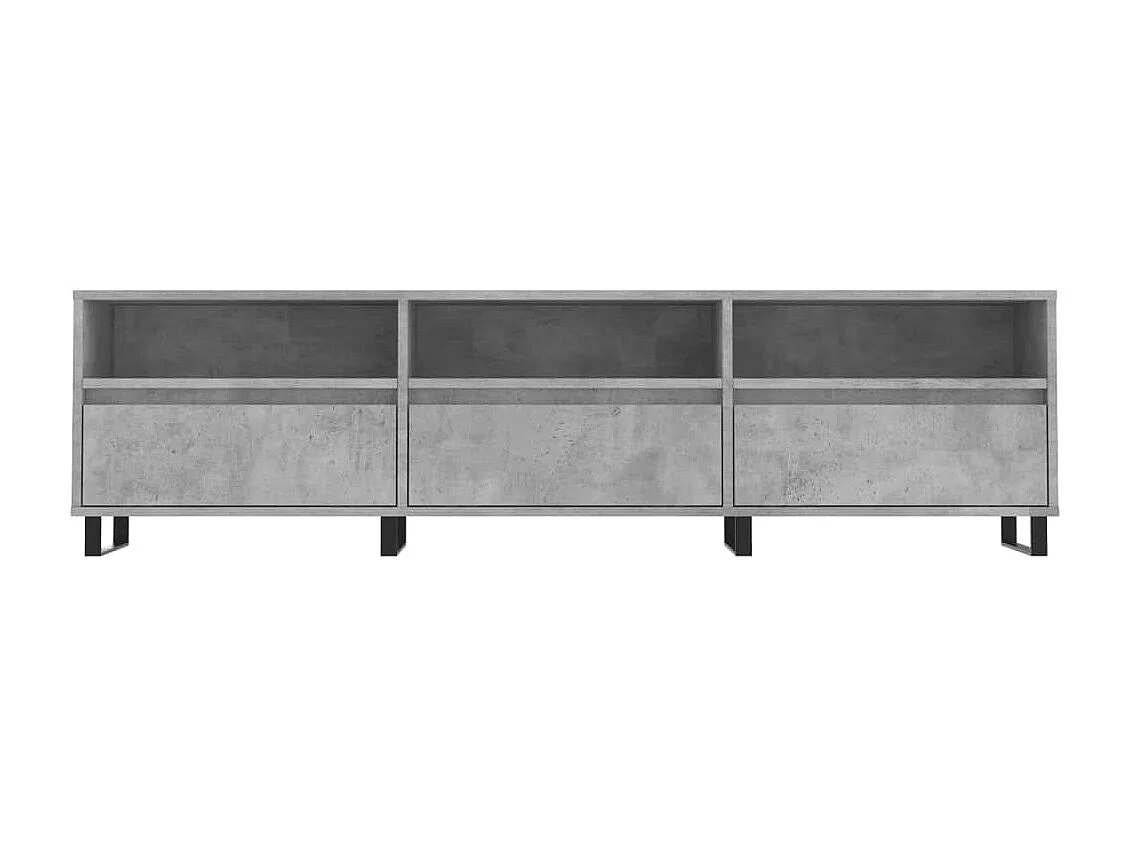 Móvel TV cinza concreto 150x30x44,5 cm madeira engenharia