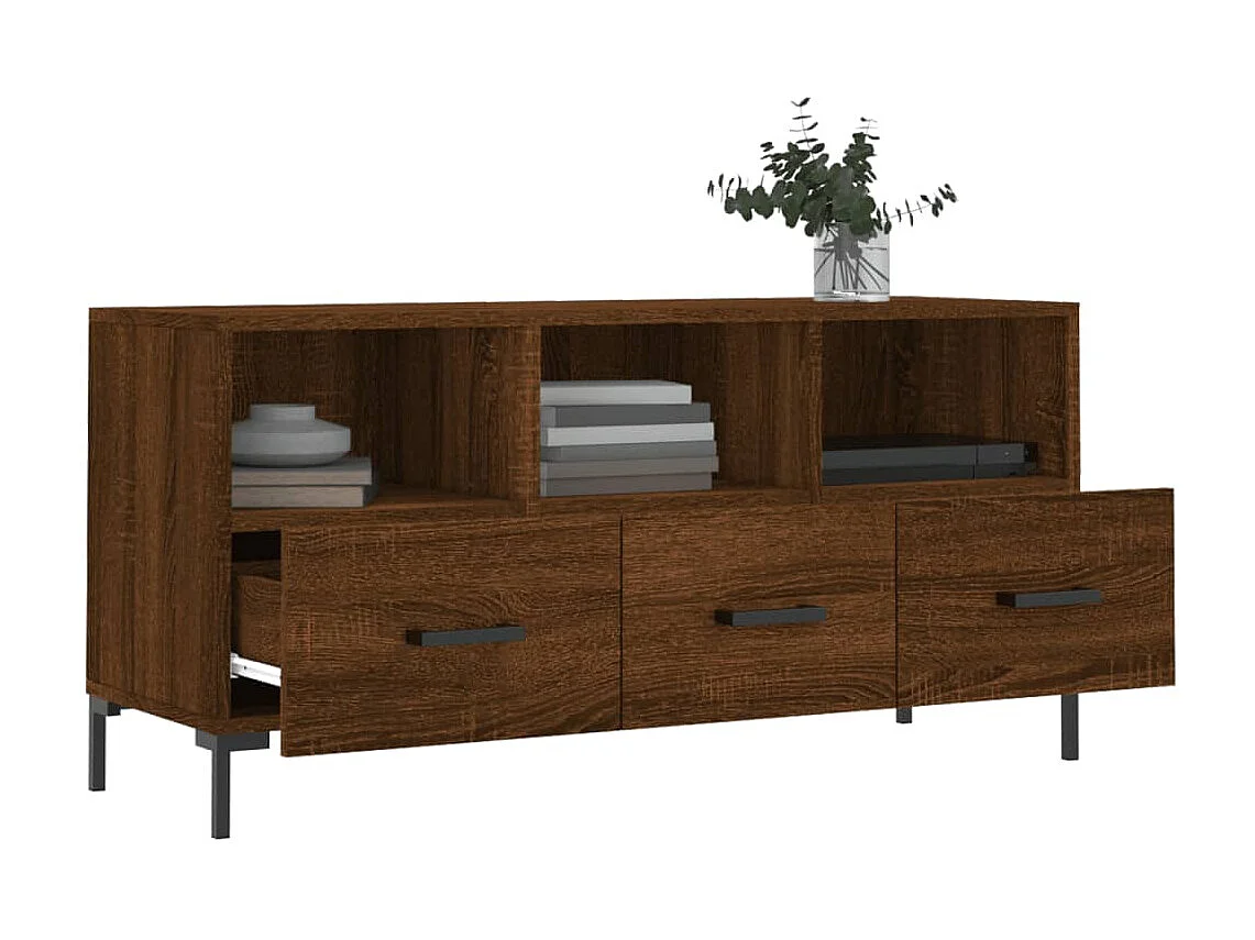 Mobile TV in rovere marrone 102x36x50 cm in derivati del legno