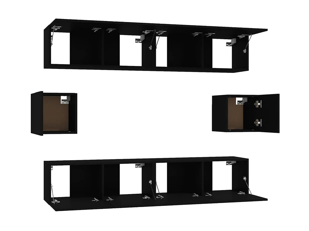 Ensemble de meubles TV 6 pcs Noir Bois d'ingénierie