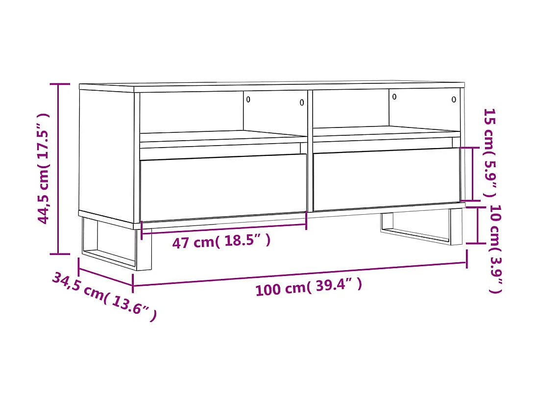 Mobile TV in rovere Sonoma 100x34,5x44,5 cm in derivati del legno