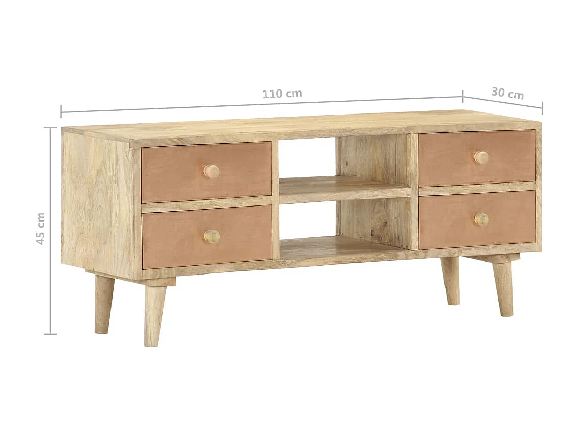 Meuble TV 110x30x45 cm Bois de manguier solide