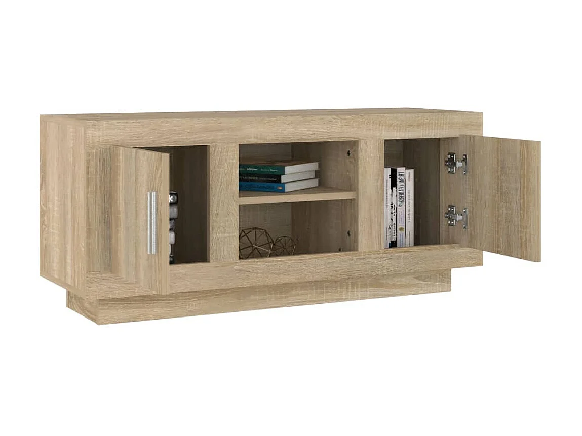 Meuble TV chêne sonoma 102x35x45 cm bois d'ingénierie