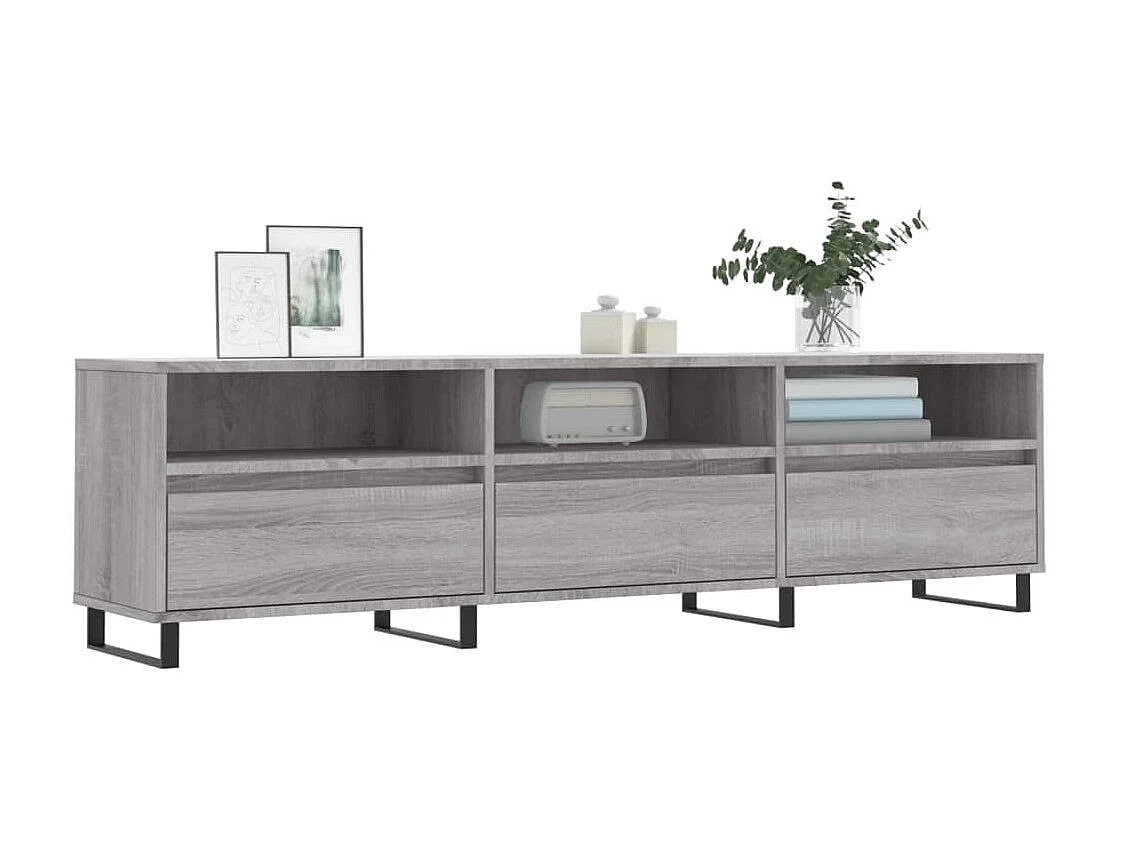 Meuble TV sonoma gris 150x30x44,5 cm bois d'ingénierie