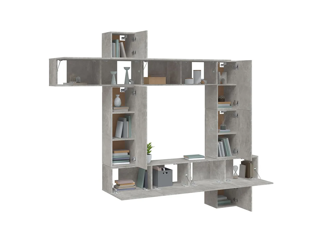 Set di mobili TV da 9 pezzi. Grigio cemento MDF