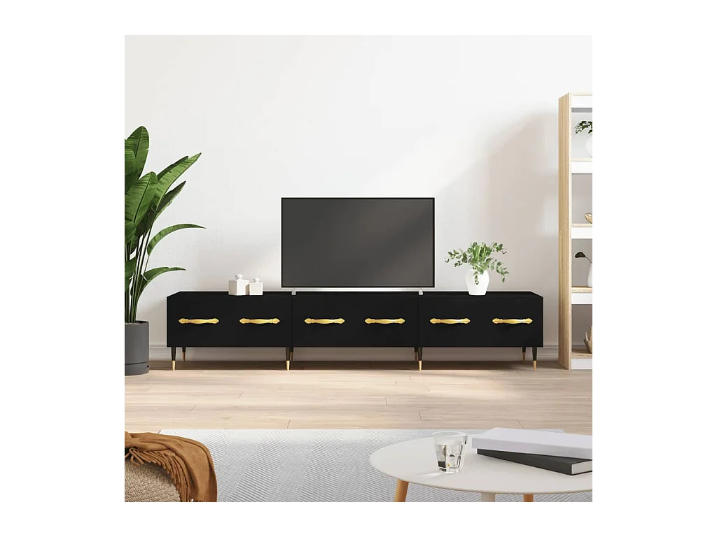 Meuble TV noir 150x36x30 cm bois d'ingénierie