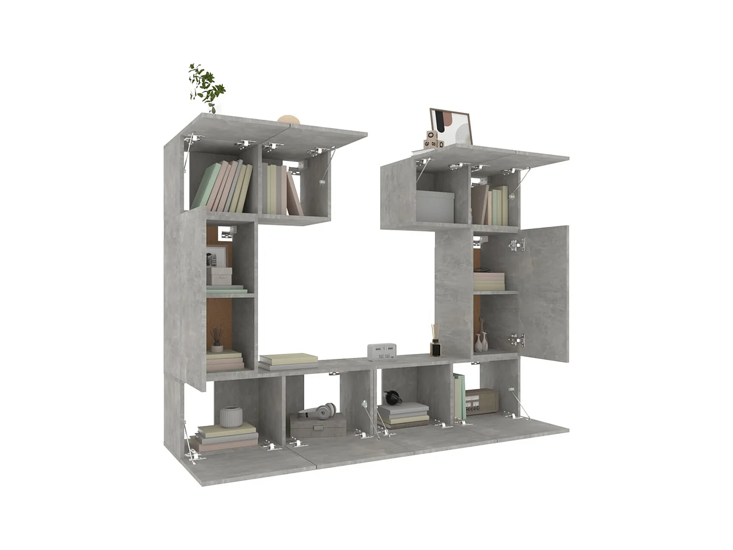 Ensemble de meubles TV 6 pcs Gris béton Bois d'ingénierie