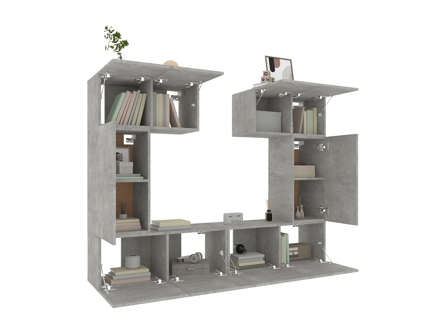 Ensemble de meubles TV 6 pcs Gris béton Bois d'ingénierie