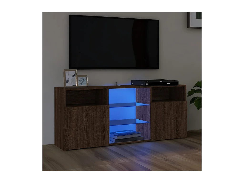 Meuble TV avec lumières LED Chêne marron 120x30x50 cm