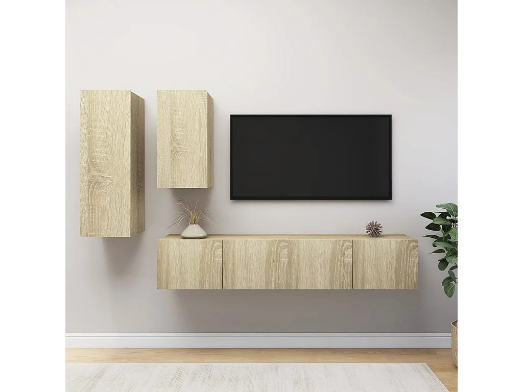 Ensemble de meuble TV 4 pcs Chêne sonoma Aggloméré