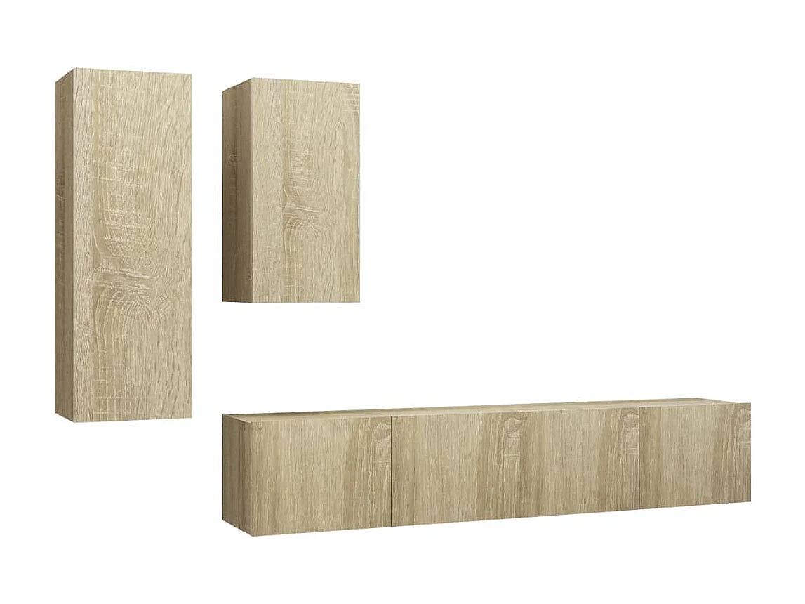 Ensemble de meuble TV 4 pcs Chêne sonoma Aggloméré