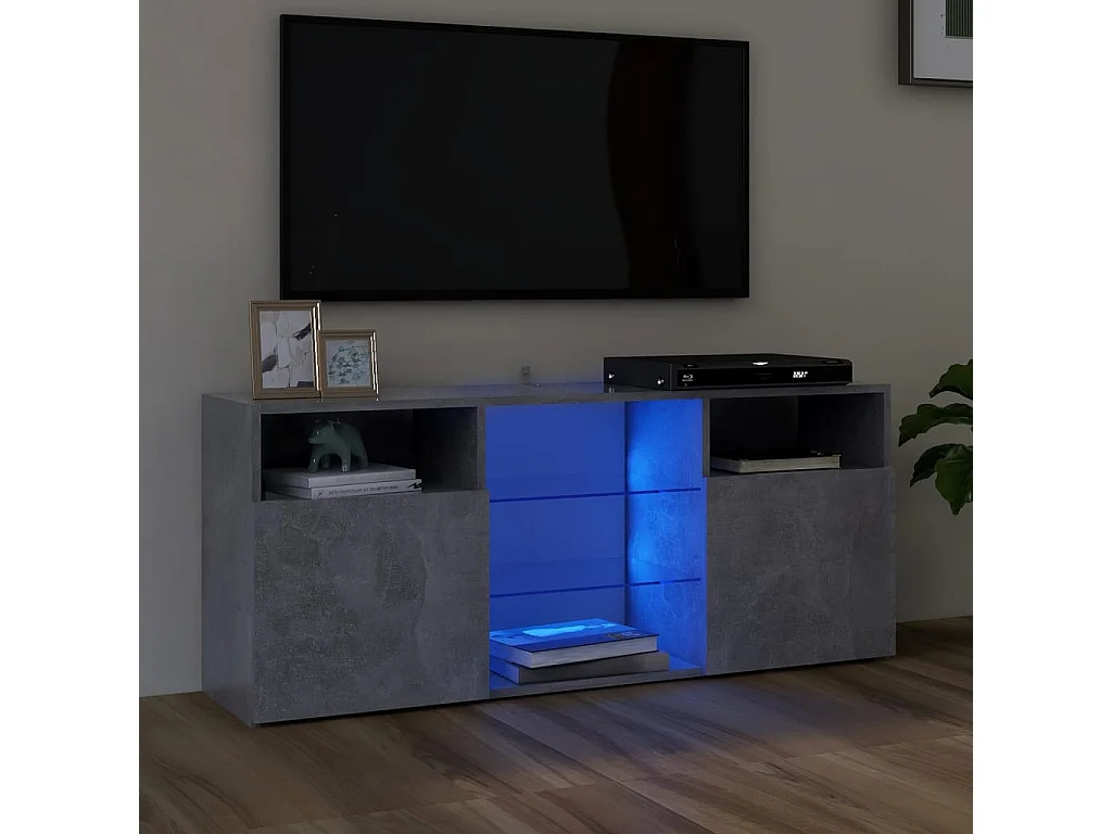 Mueble TV con luces LED gris hormigón 120x30x50 cm