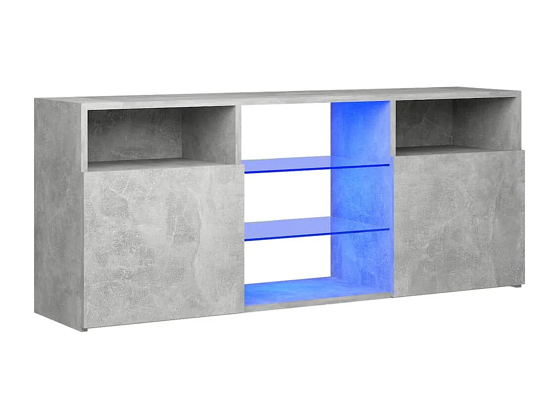 Mueble TV con luces LED gris hormigón 120x30x50 cm