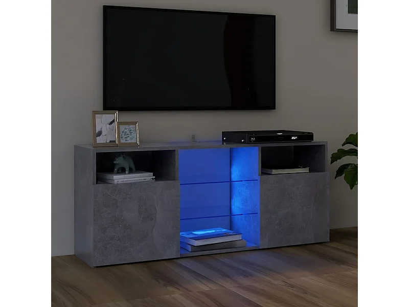 TV-meubel met betongrijze LED-verlichting 120x30x50 cm