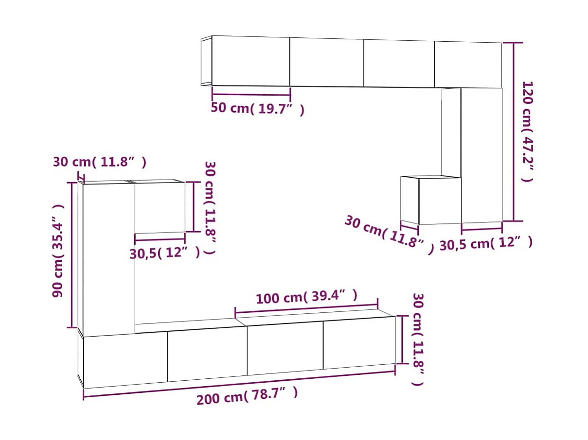 Mueble TV de pared Gris hormigón Madera contrachapada