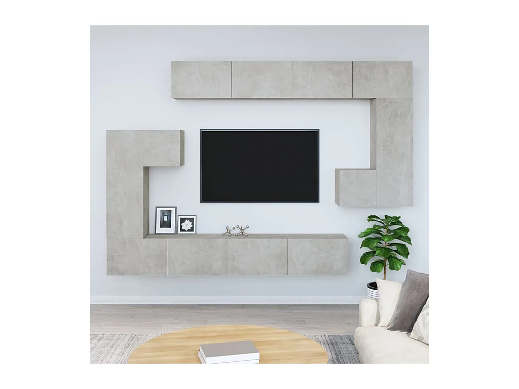 Meuble TV mural Gris béton Bois d'ingénierie
