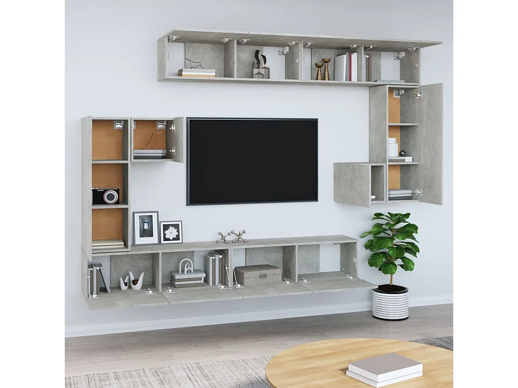 TV-meubel voor wandmontage Betongrijs Bewerkt hout