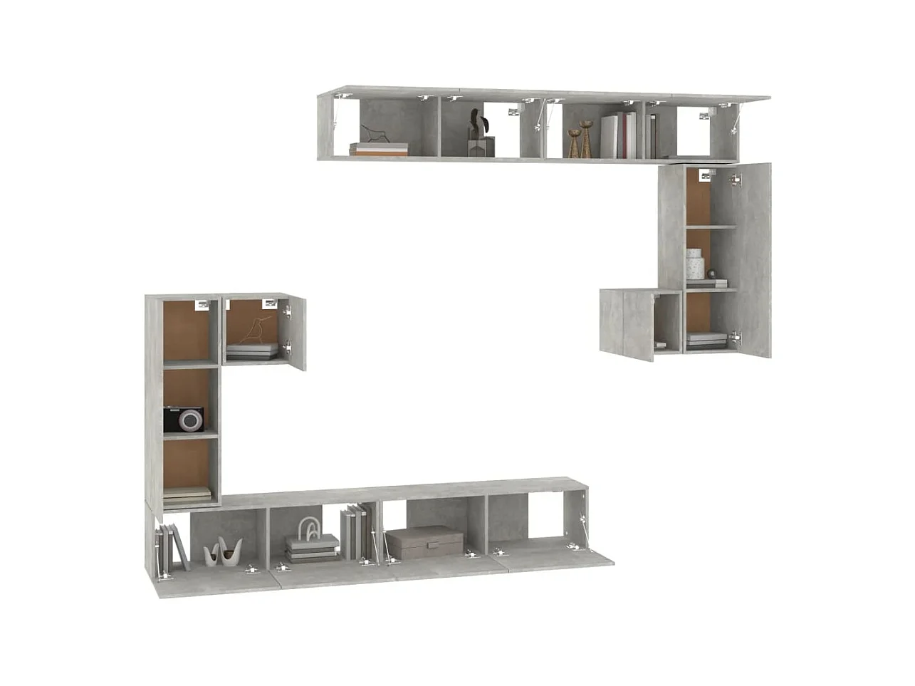 TV-meubel voor wandmontage Betongrijs Bewerkt hout