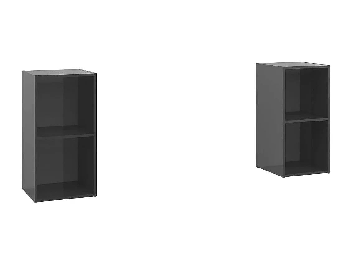 Mueble TV 2 uds Aglomerado gris brillo 72x35x36,5 cm