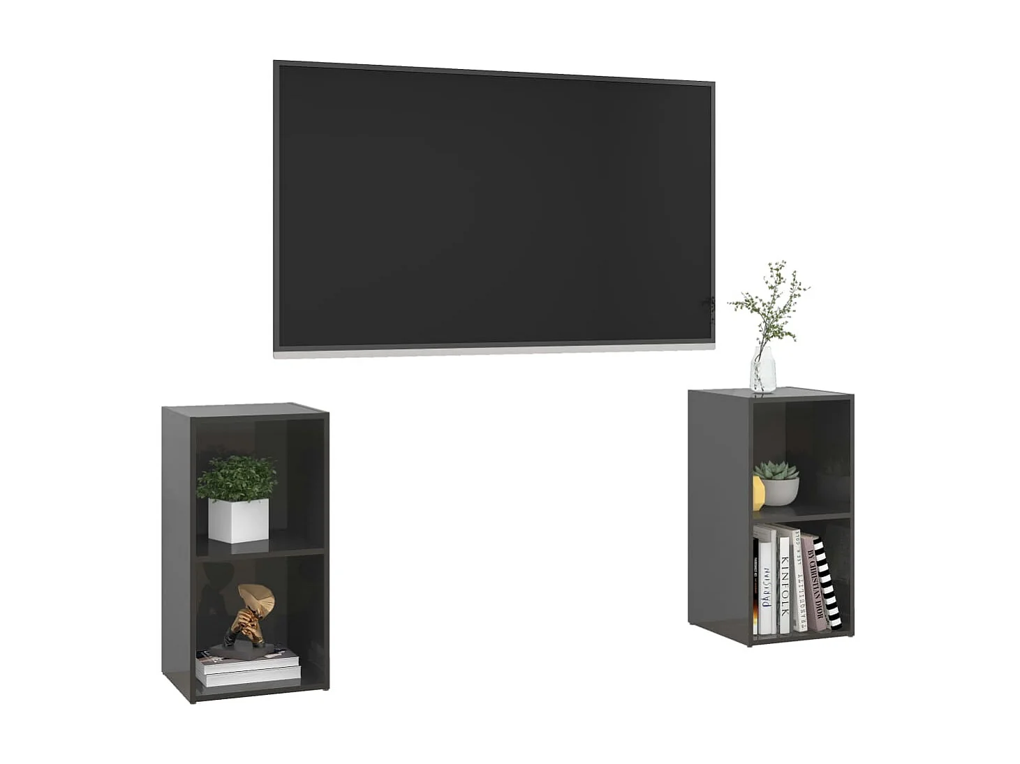 TV meubel 2 stuks Glanzend grijs 72x35x36,5 cm Spaanplaat