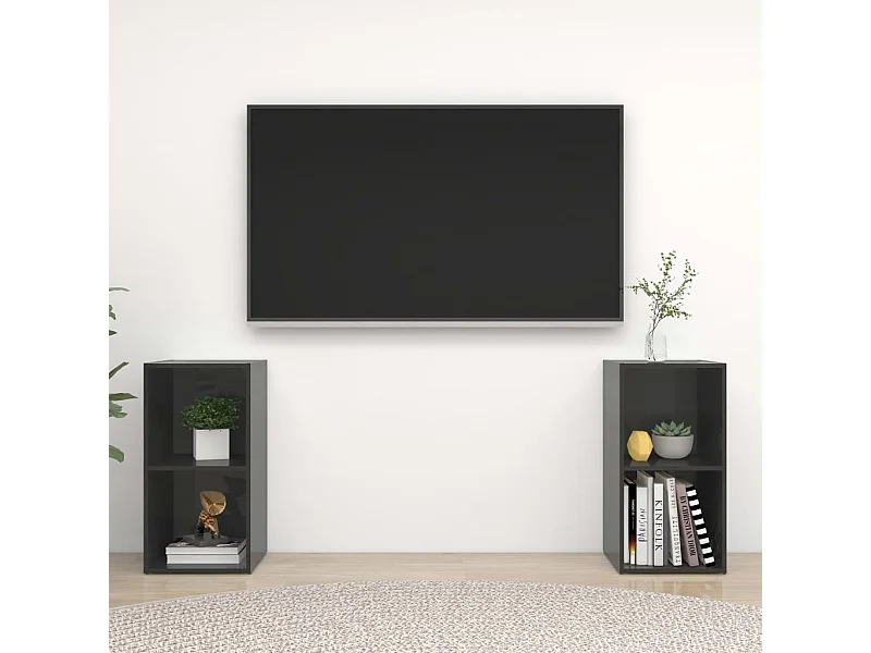 Meubles TV 2 pcs Gris brillant 72x35x36,5 cm Aggloméré