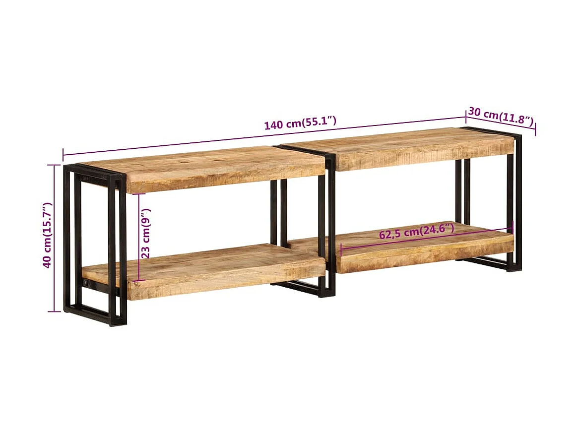 Móvel de TV 140x30x40 cm madeira de mangueira maciça