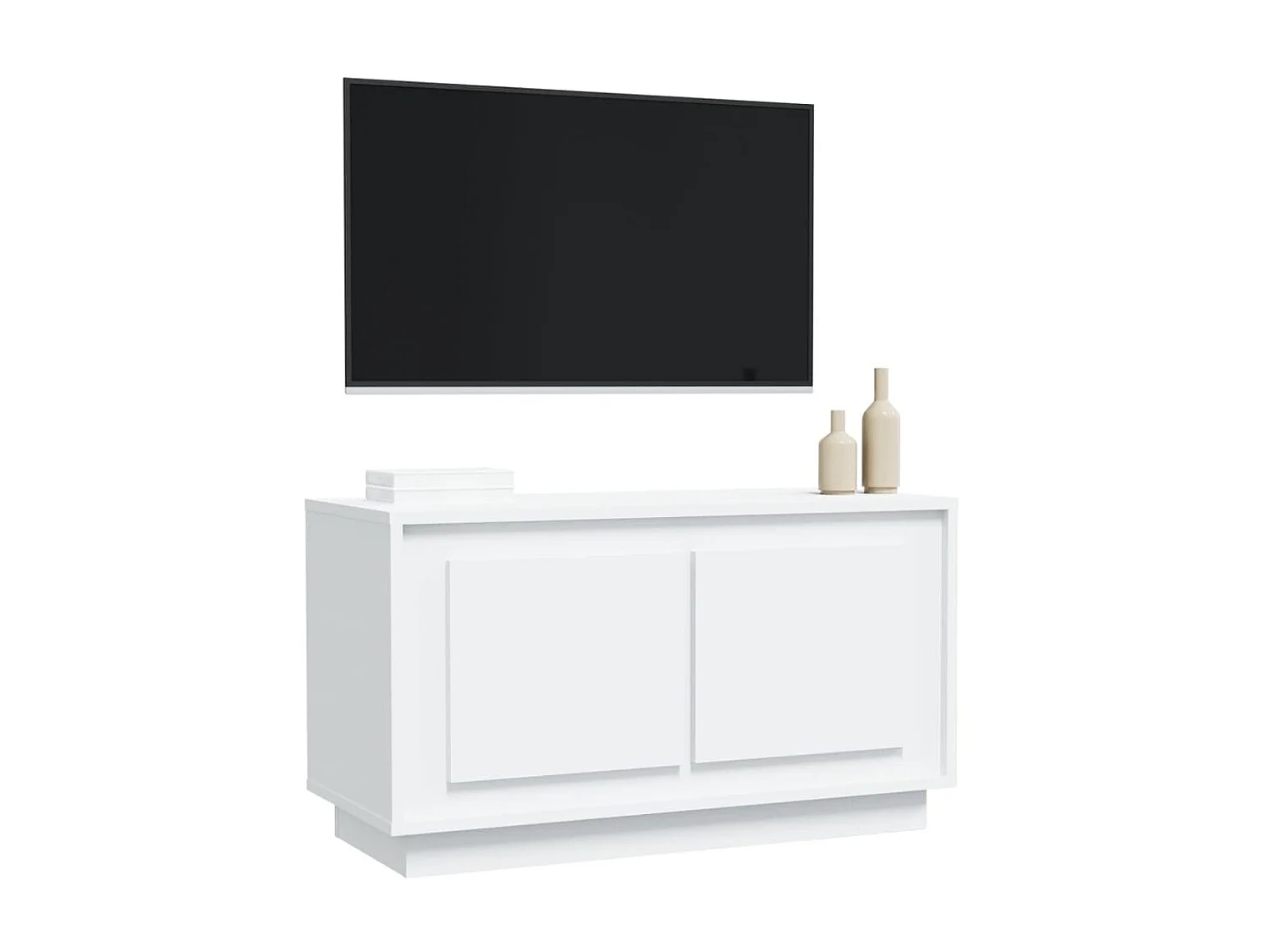 Weißer TV-Schrank 80x35x45 cm aus Holzwerkstoff