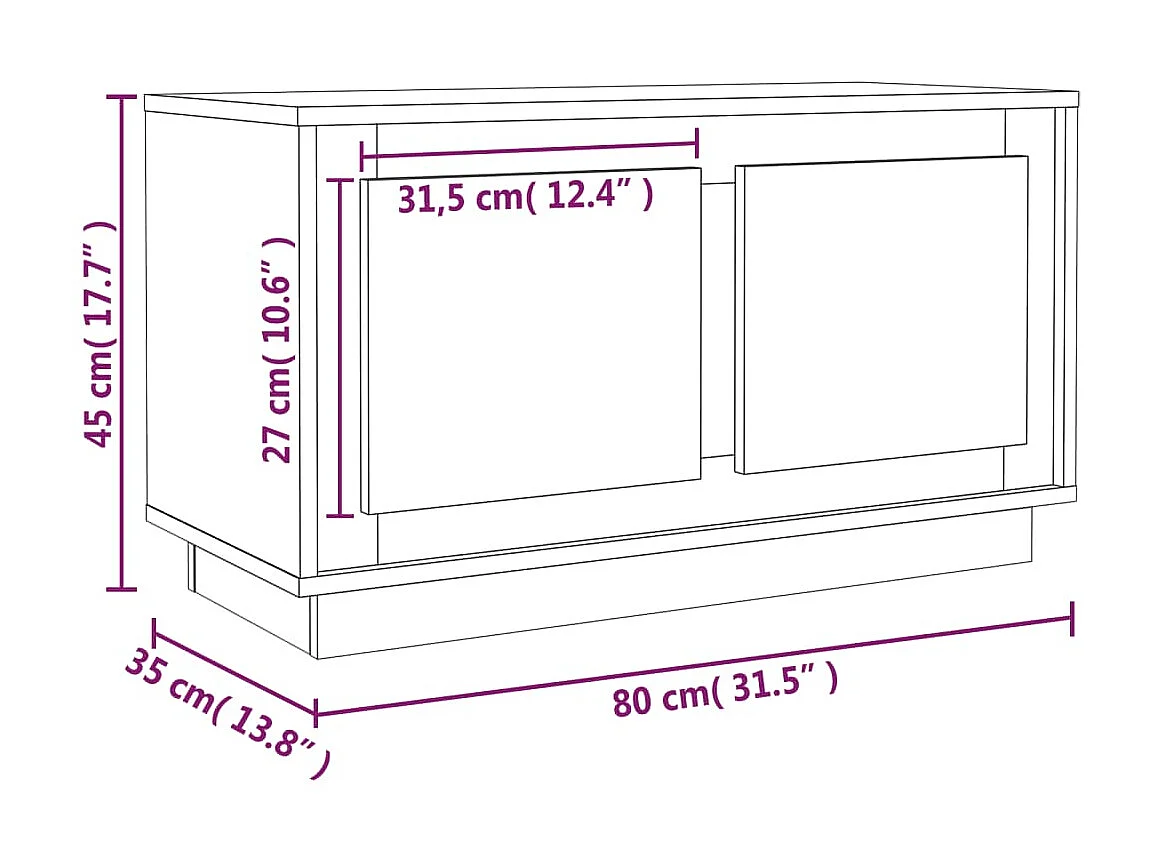 Weißer TV-Schrank 80x35x45 cm aus Holzwerkstoff