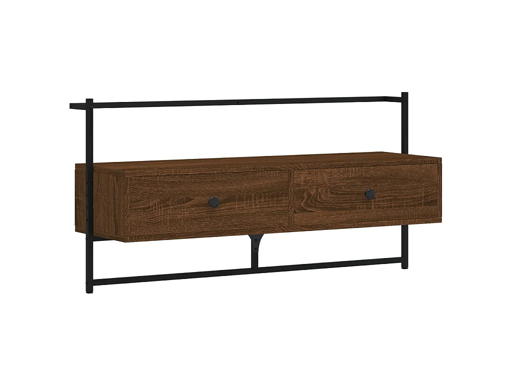 Bruin eiken tv-wandmeubel 100,5x30x51 cm samengesteld hout