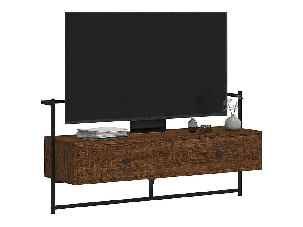 Bruin eiken tv-wandmeubel 100,5x30x51 cm samengesteld hout