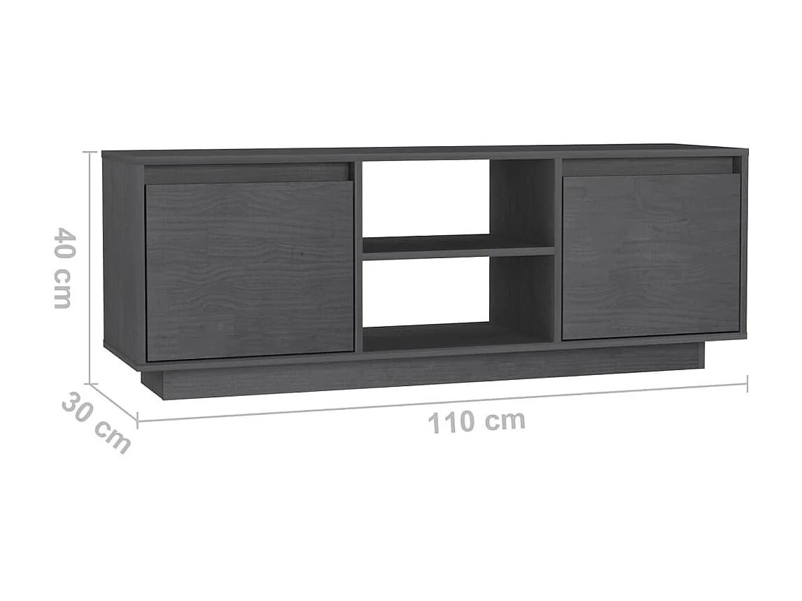 Meuble TV Gris 110x30x40 cm Bois de pin massif
