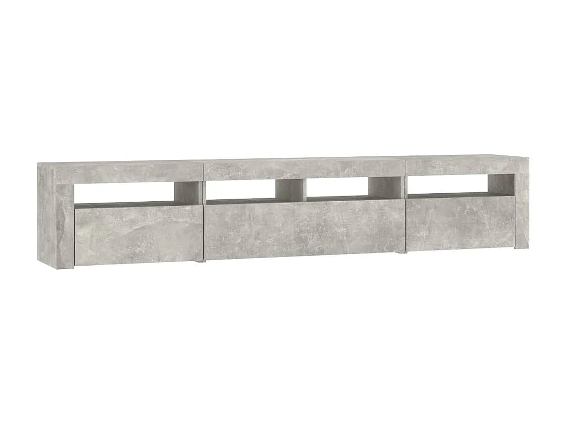 Meuble TV avec lumières LED Gris béton 210x35x40 cm