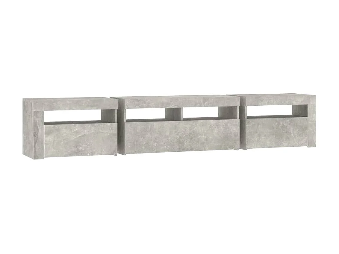 Meuble TV avec lumières LED Gris béton 210x35x40 cm