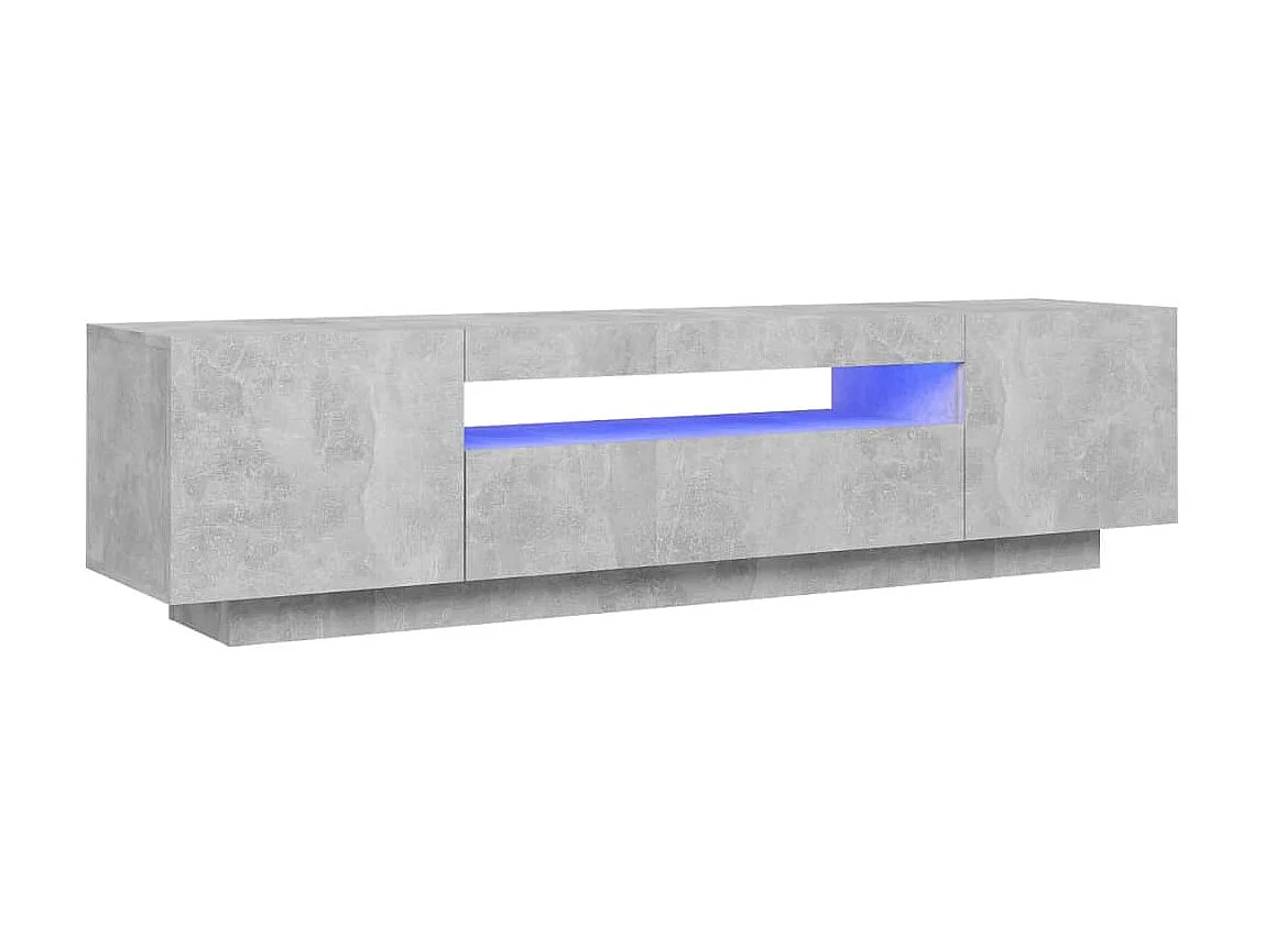 Móvel de TV com luzes LED cinza concreto 160x35x40 cm