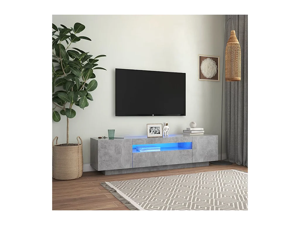 TV-meubel met betongrijze LED-verlichting 160x35x40 cm