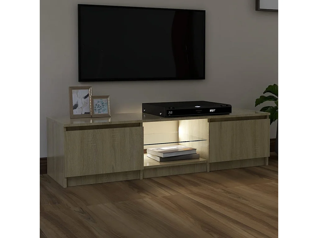 Móvel de TV com luzes LED carvalho sonoma 140x40x35,5 cm