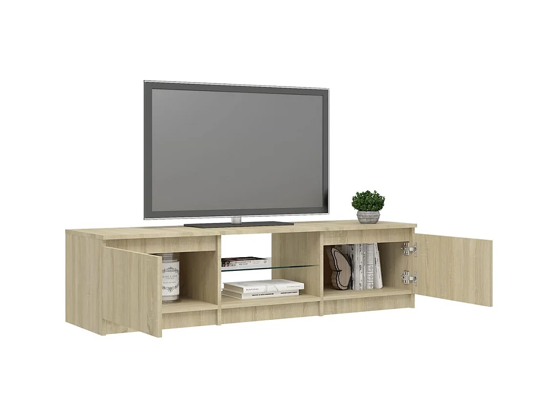 Meuble TV avec lumières LED chêne sonoma 140x40x35,5 cm