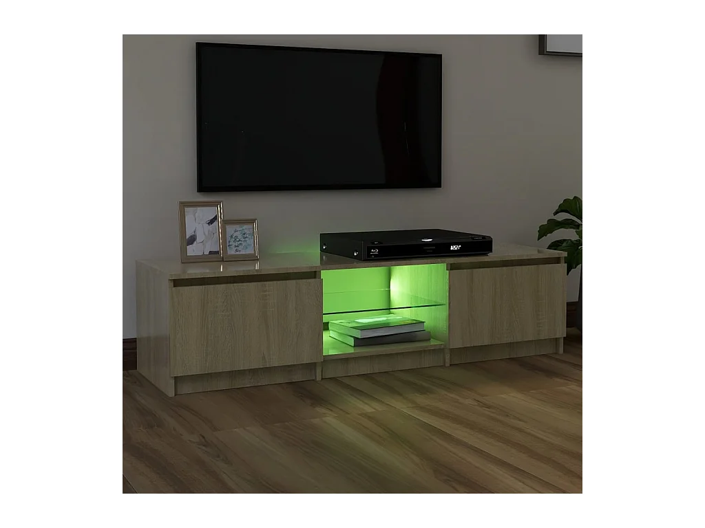 Meuble TV avec lumières LED chêne sonoma 140x40x35,5 cm