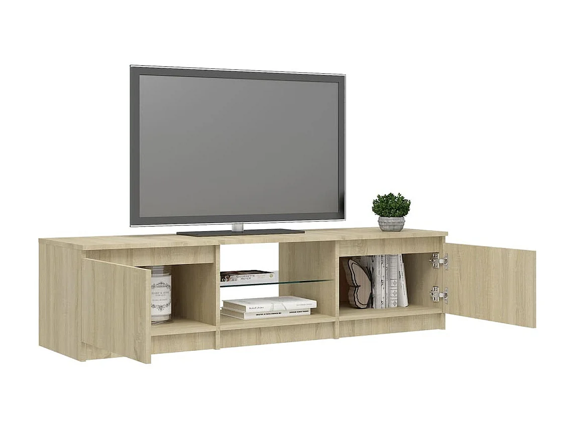 Meuble TV avec lumières LED chêne sonoma 140x40x35,5 cm